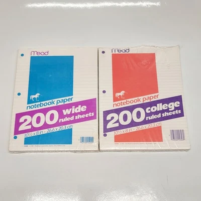 Mead Vintage 1987 Años 80 200 Ancho y Universidad Hoja Cuaderno Papel Unicornio Logo Foto 1 de 3