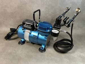 Master Airbrush Cool Runner II compressore aerografo TC-320-HB e (2) aerografi - Foto 1 di 10