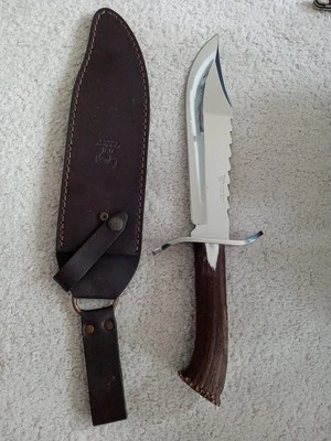 Faca de caça Bowie grande galinha e galo Toledo Espanha com caixa de bainha - Imagem 1 de 4