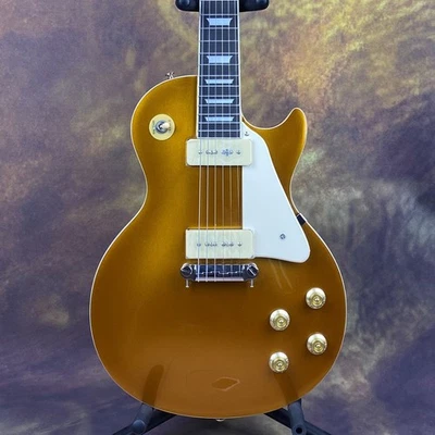 LP Standard Electric Guitar P90 Pickups Metallic Gold Bridge Code One Piece - Image 1 of 4