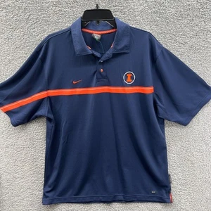 Camisa polo para hombre del equipo Nike de la Universidad de Illinois azul marino naranja calce seco grande - Imagen 1 de 12