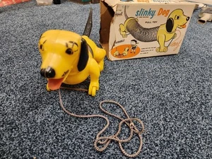 Vintage 1960’s Original Slinky Dog Pull Toy By James Industries With Box No.225 - Picture 1 of 14