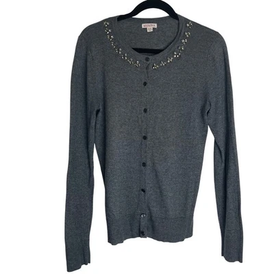 Merona 灰色装饰开衫毛衣经典纽扣中号 — 第 1/4 张图片