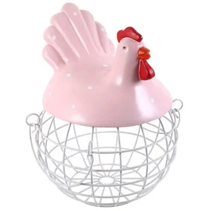 Cesta decorativa de hierro forjado cestas de huevos organizador contenedor coleccionista frutas - Imagen 1 de 12