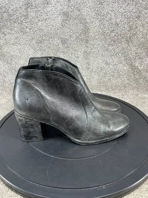 Botas Frye para Mujer Talla 8 B Nora Cuero Negro Cremallera Lateral Tacón Bloque Botín al Tobillo Foto 1 de 4