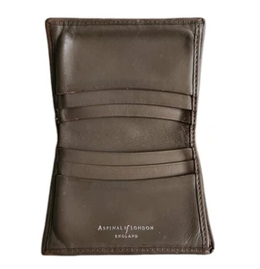Cartera Plegable Aspinal Of London Tarjeta Y Billete Cuero Marrón Suave - Imagen 1 de 8