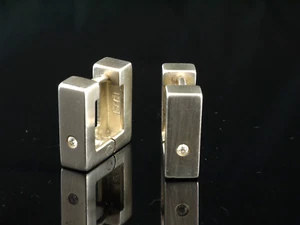 Creolen eckig 925 Sterlingsilber mit 2 Diamanten 0.04ct 1 Paar - Bild 1 von 2