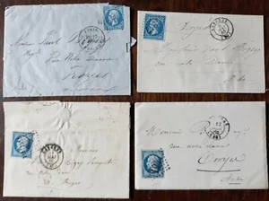 ( Lot n°65)TIMBRES FRANCAIS -LOT DE 4 ENVELOPPES OU LETTRES NAPOLEON III-LANGRES - Foto 1 di 10