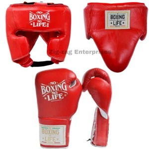 No Boxing No Life Boxing Gear Set of Gloves, Headgear & Groin Protector - Picture 1 of 4
