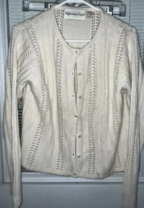 Reference Point Sweater Cardi Ivory Button Silk Angora Wool Blend Vntg Sz M Rare - Picture 1 of 7