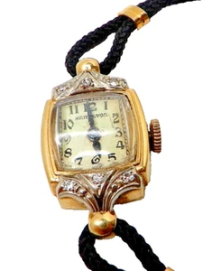 1940 Vintage Hamilton 14K GELBGOLD 7 1/2" Damen Cocktail Armbanduhr Diamanten - Bild 1 von 6