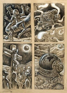 Original Pencil Drawings Hand Signed and Dated: 'SPACE EXCURSIONS' - Picture 1 of 5