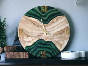 16" Handmade Artistic Epoxy Resin Wall Art Clock - Perfect for Home Decor - Picture 1 of 4