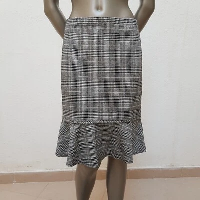 Hübscher Rock von Max Studio, S, schwarz, hellgrau, senfgelb kariert - Bild 1 von 4