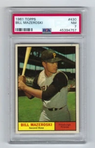 1961 Topps Baseball Card #430 Bill Mazeroski Pittsburgh Pirates PSA 7 inv#4757 - Foto 1 di 2