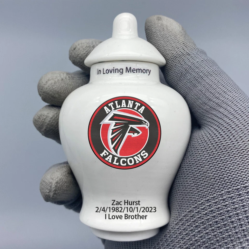 Ceramic Football Urn – Atlanta Falcons Theme, Custom Text - Image 1 of 1