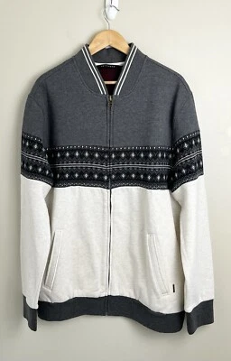 Chaqueta de bombardero Sean John para hombre XXL universitaria bolsillos con cremallera completa estampado geométrico Foto 1 de 4