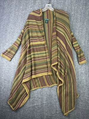 Suéter Cárdigan Abierto Lauren Ralph Lauren Mujer S/M Lino Seda Marrón Rayas Foto 1 de 4