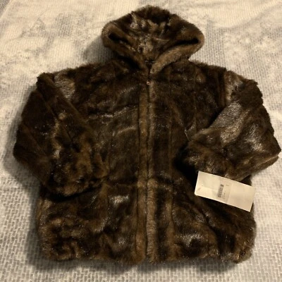 Donna Salyers Fabulous Furs Brown Sable Faux Fur Jacket Boys Small.  NWT - Image 1 of 4