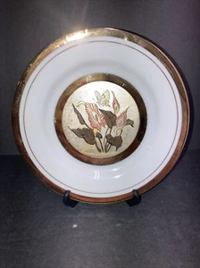 Vintage Collectors The Art of Chokin 24k Gold Trim 6.5” Plate Butterfly & Flower - Picture 1 of 4