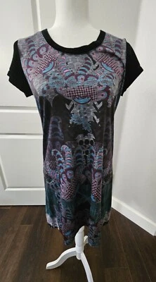 Mini Vestido Person Barcelona Talla M Negro-Multi Manga Corta Cuello Redondo Usable Arte Foto 1 de 4