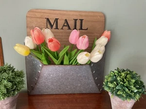 Rustic Farmhouse Decor Wall Mounting Mail Organizer (flowers not included) 13x12 - Picture 1 of 9