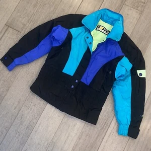 Vintage Roffe Skijacke Mantel 1980er Neon Farbblock Ski Bunny Apres Gaper Damen 8 - Bild 1 von 8