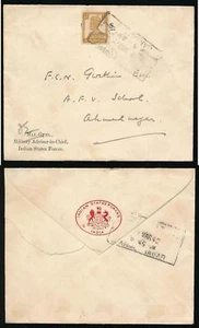 INDIEN WW2 1942 STAATENSTREITKRÄFTE GEPRÄGTE KLAPPE + GEDRUCKTER MILITÄRBERATER im HÄUPTLING - Bild 1 von 3