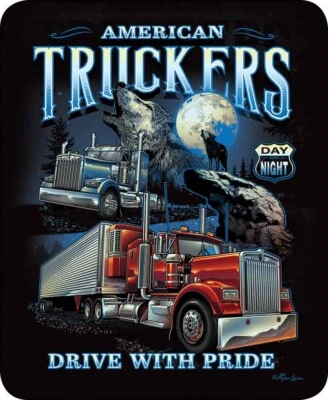 Manta de felpa 79x96" American Truckers Drive with Pride visón de 18 ruedas piel sintética Foto 1 de 2