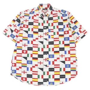 Balenciaga 18SS 556869 Cotton Flag Oversized Short Sleeve Shirt White Size 38 - Picture 1 of 10
