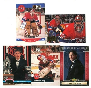 Patrick Roy 5 Hockey Trading Card Lot HOF CANADIENS COLORADO AVALANCHE (LOT 38) - Imagen 1 de 1