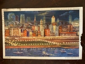 Vintage Postcard, Illinois, Chicago, Michigan Boulevard, Stained on back - Picture 1 of 1