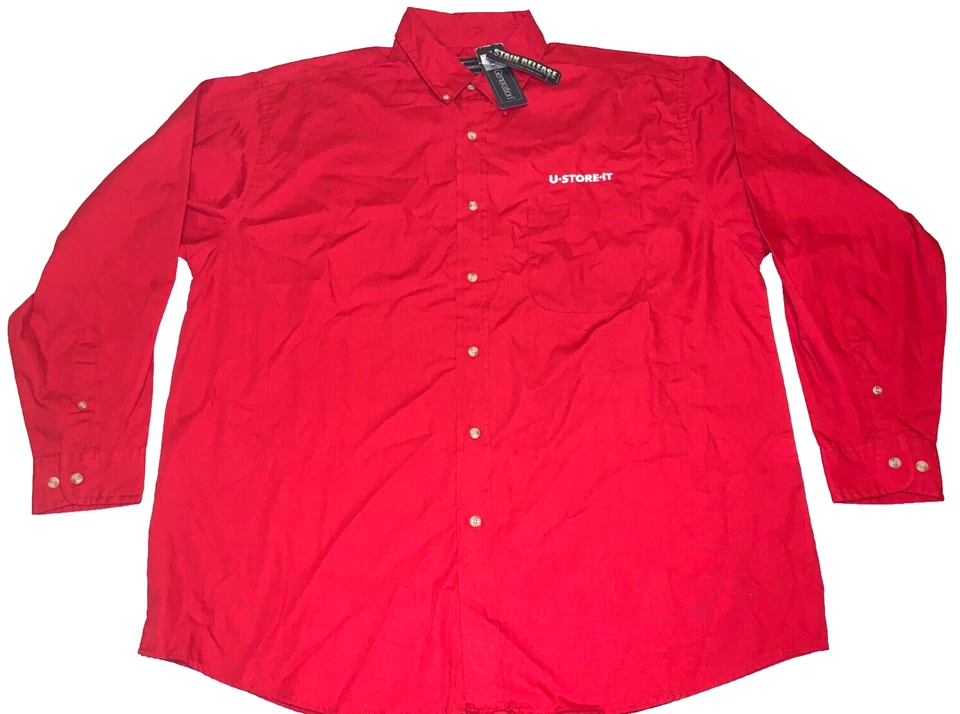 U-STORE-IT U Store It Camisa de Trabajo Uniforme Rojo Abotonada Manga Larga ¡Nueva! NUEVO CON ETIQUETAS XL Foto 1 de 1