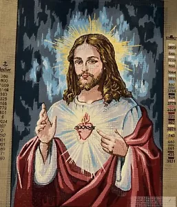 Printed needlepoint Tapestry Jesus Hart Canvas Only 45x60cm Gobelin L - Picture 1 of 5
