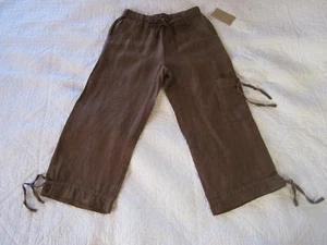 Coldwater Creek Womens Pants Size 4 Brown Linen Cargo Crop - Picture 1 of 9