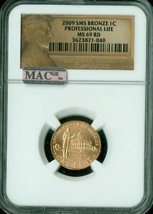 2009 LOGO CENT PROFESSIONAL NGC mac MS69 RED SMS 95% COPPER FINEST SPOTLESS *