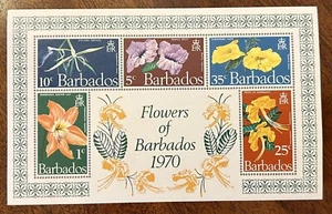 Barbados: 1970. 'Flowers of Barbados" Souvenir Sheet. SC#352a. #SB-3386 - Picture 1 of 2
