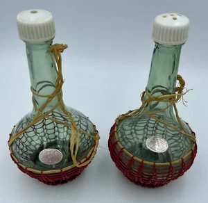 Mini Bottiglie Vino Vintage VETRO VERDE Made In Italy Rete Sale Pepe Shaker - Foto 1 di 6