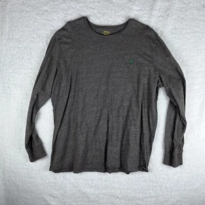Polo Ralph Lauren Mens XXL Brownstone Grey Long Sleeve Tshirt Green Pony Casual - Picture 1 of 11