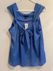 New Banana Republic Petite Blue Periwinkle Sleeveless Top Size PL Bow Accent - Picture 1 of 3