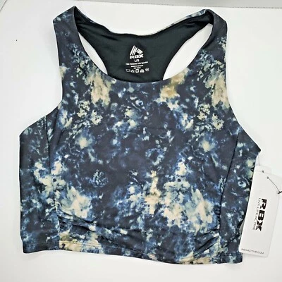 Sutiã esportivo RBX Active Longline Racerback tamanho M corante azul padrão novo com etiquetas - Imagem 1 de 4