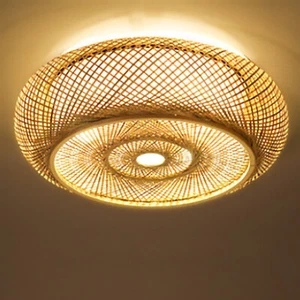 Plafoniera LED soffitto 40 cm retrò vintage rattan bambù lampada soggiorno camera lampadario - Foto 1 di 23