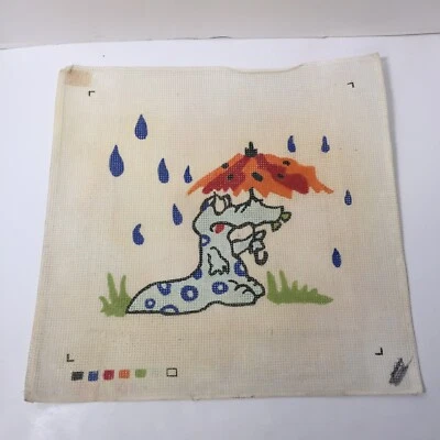 Alligator with Umbrella Needlepoint Canvas Crocodile 15" x 14.5" Penelope 10 Ct - Image 1 of 4