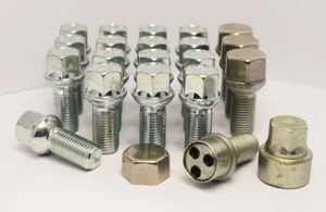 20 x M14 x 1.5, 27mm Radius Wheel Bolts Inc TRILOCK Lockers (Silver) - Picture 1 of 4