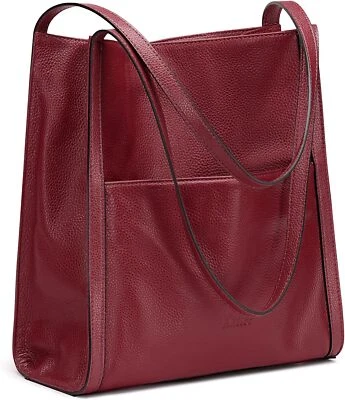 Bolso de hombro Kattee para mujer de cuero genuino bolsos y bolsos de mano rojo vino  Foto 1 de 4