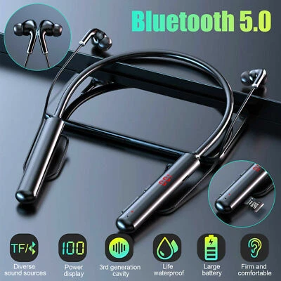BLUETOOTH WIRELESS HEADPHONES NECKBAND EARPHONES MIC HEADSET FOR IPHONE SAMSUNG - Image 1 of 4