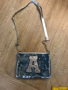 Justice Girl Kids Cross Body Purse Adjustable Shoulder Strap Bag Denim Metallic  - Picture 1 of 7
