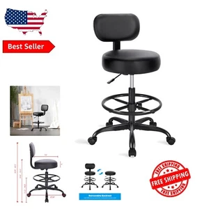 Adjustable Height Drafting Chair with Back & Foot Rest - Versatile Office Stool - Picture 1 of 11