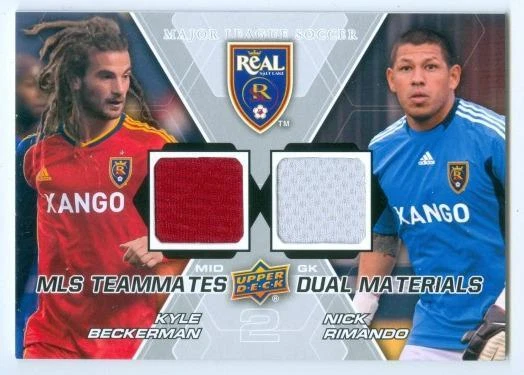 KYLE BECKERMAN NICK RIMANDO "MLS DUAL MATERIALS CARD" UPPER DECK MLS SOCCER 2012 - Image 1 of 1