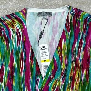 Joseph A Women’s Open Front Cardigan Colorfield Print Multicolor M Rayon Blend - Picture 1 of 10